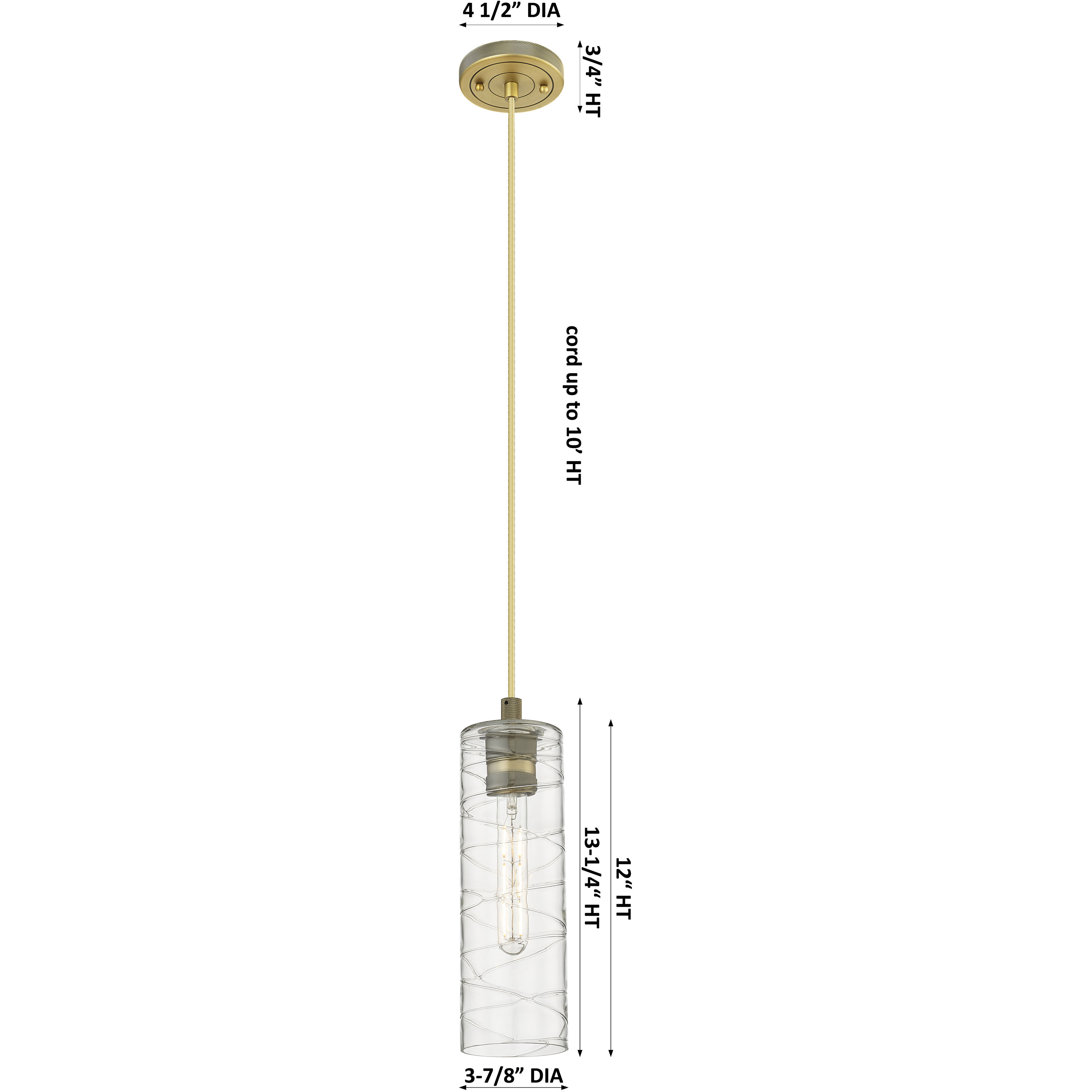 Downtown Urban Crown Point 1 Light 3.88 inch Brushed Brass Pendant Ceiling Light in Deco Swirl