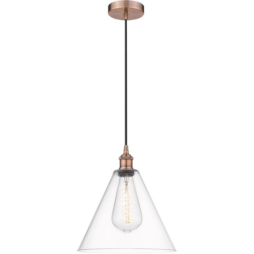 Edison Cone 1 Light 12 inch Antique Copper Mini Pendant Ceiling Light
