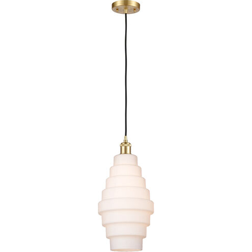 Ballston Cascade LED 8.25 inch Satin Gold Mini Pendant Ceiling Light in White