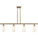 Ballston Clymer 4 Light 48 inch Brushed Brass Island Light Ceiling Light in Matte White Glass, Ballston