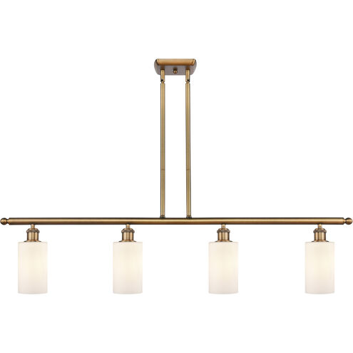Ballston Clymer 4 Light 48 inch Brushed Brass Island Light Ceiling Light in Matte White Glass, Ballston