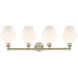 Cindyrella 4 Light 35 inch Antique Brass Bath Vanity Light Wall Light in Cased Matte White