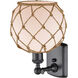 Ballston Farmhouse Rope LED 8 inch Matte Black Sconce Wall Light in White Glass with Brown Rope, Ballston
