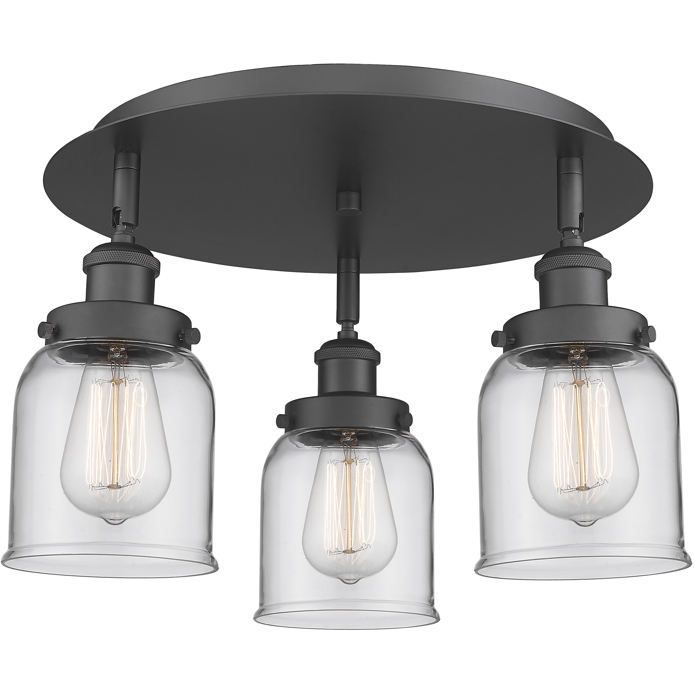 Bell 3 Light 16.75 inch Matte Black Flush Mount Ceiling Light in Clear