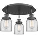Bell 3 Light 16.75 inch Matte Black Flush Mount Ceiling Light in Clear
