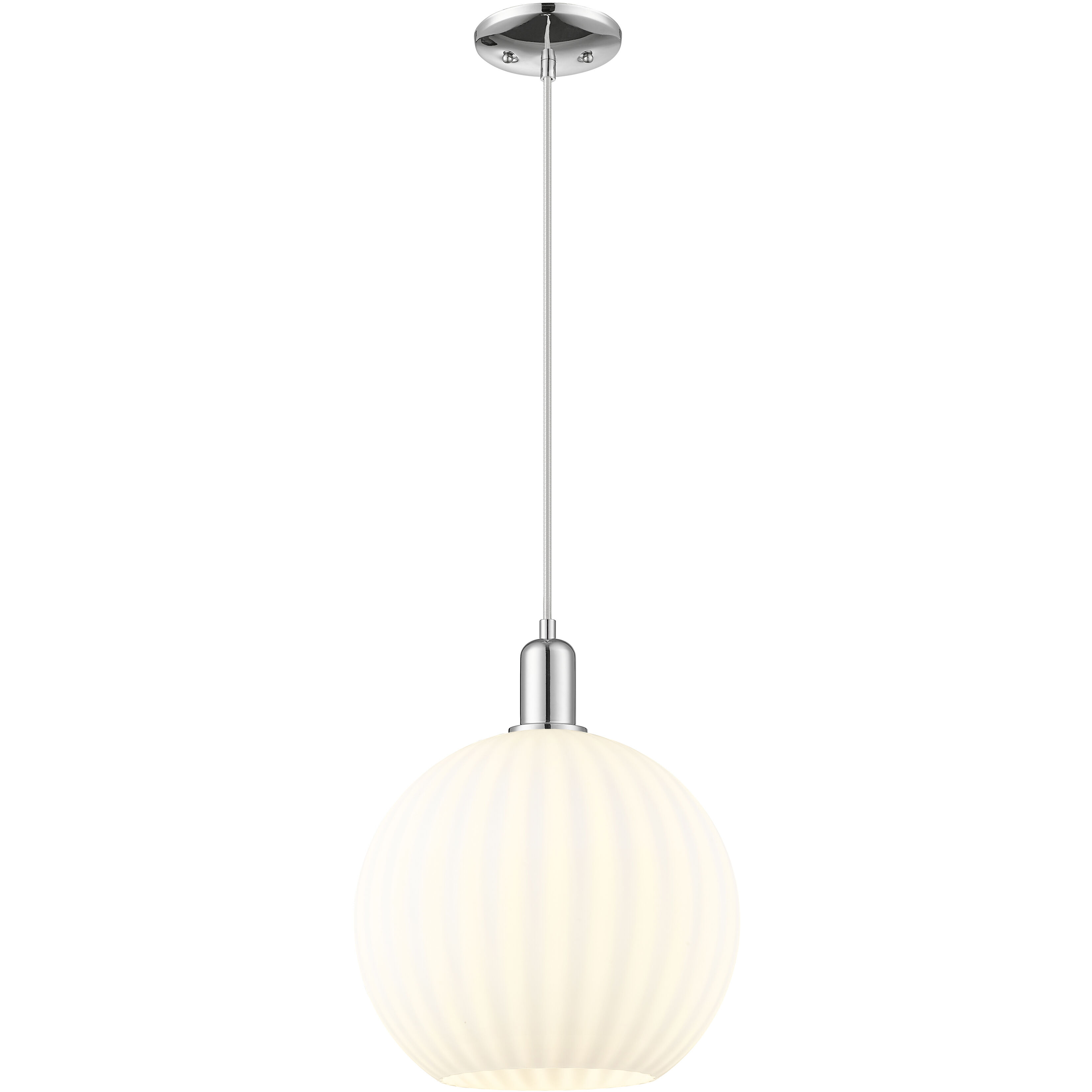 Arcadia White Venetian 1 Light 12 inch Polished Chrome Mini Pendant Ceiling Light