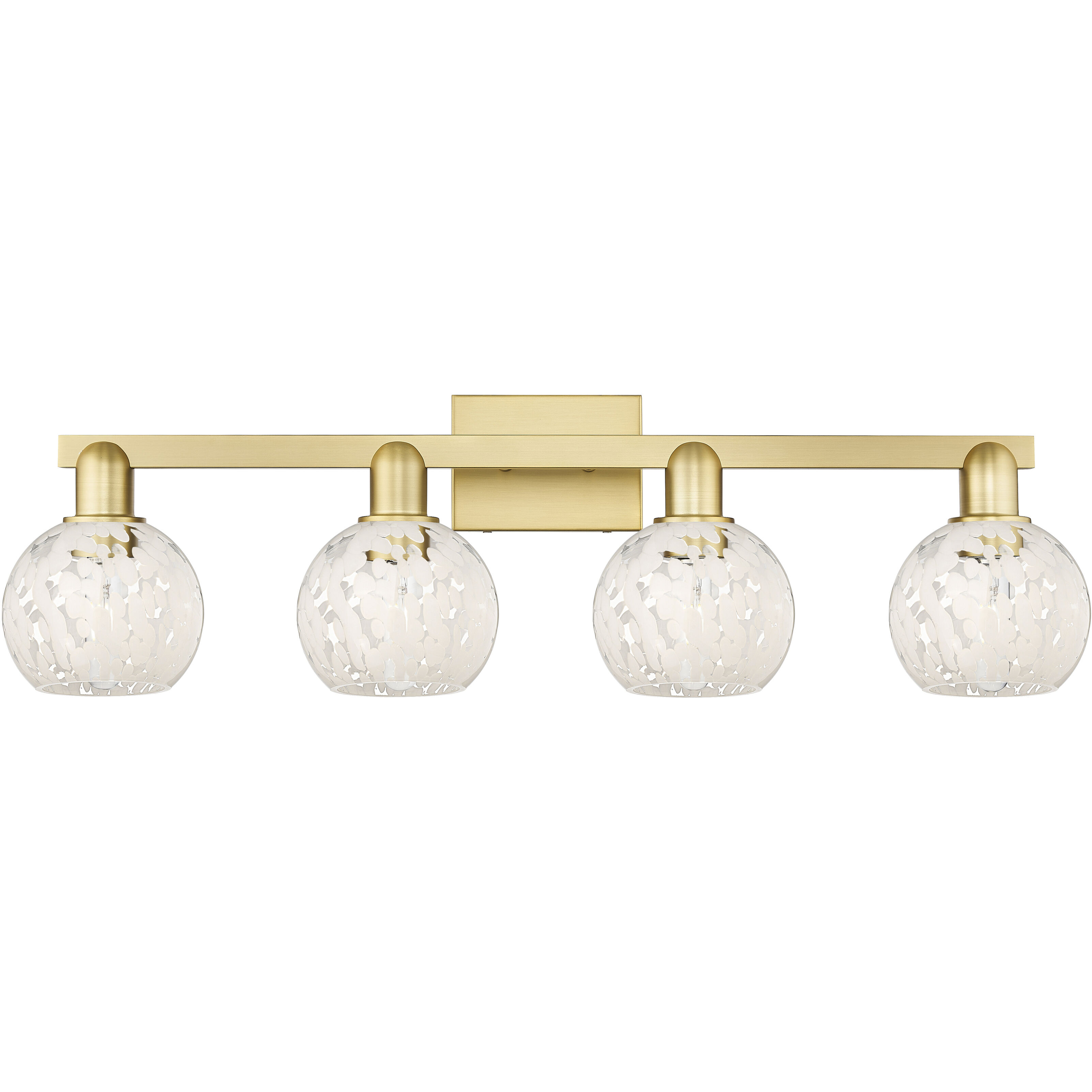 Arcadia White Mouchette 4 Light 33 inch Satin Gold Bath Vanity Light Wall Light