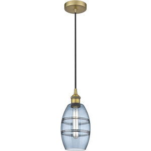 Edison Vaz 1 Light 5.88 inch Brushed Brass Cord Hung Mini Pendant Ceiling Light