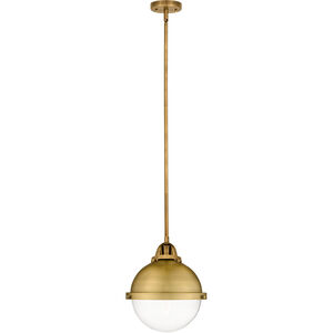 Nouveau 2 Hampden LED 9 inch Brushed Brass Mini Pendant Ceiling Light in Seedy Glass