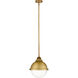 Nouveau 2 Hampden LED 9 inch Brushed Brass Mini Pendant Ceiling Light in Seedy Glass