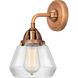 Nouveau 2 Fulton LED 6.75 inch Antique Copper Sconce Wall Light in Clear Glass