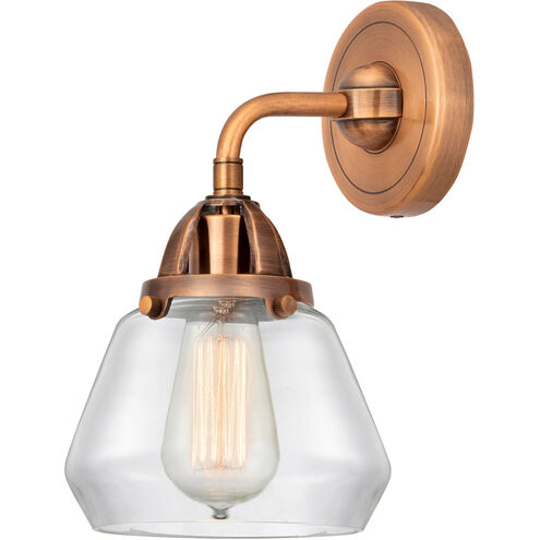 Nouveau 2 Fulton LED 6.75 inch Antique Copper Sconce Wall Light in Clear Glass
