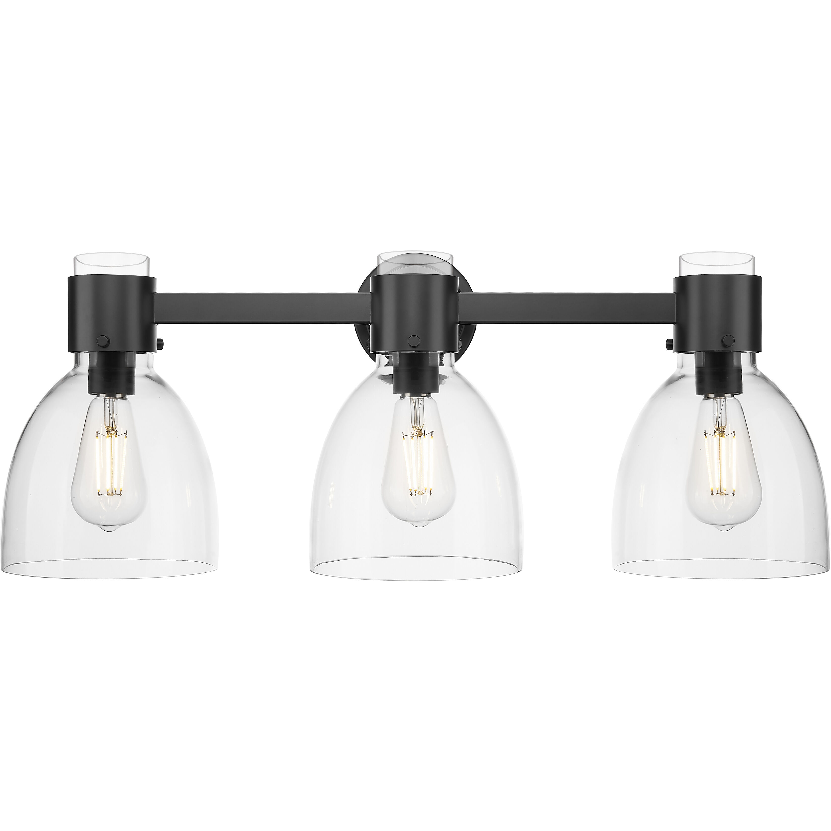 Lawton Bell 3 Light 24 inch Matte Black Bath Vanity Light Wall Light in Clear Glass