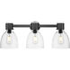 Lawton Bell 3 Light 24 inch Matte Black Bath Vanity Light Wall Light in Clear Glass