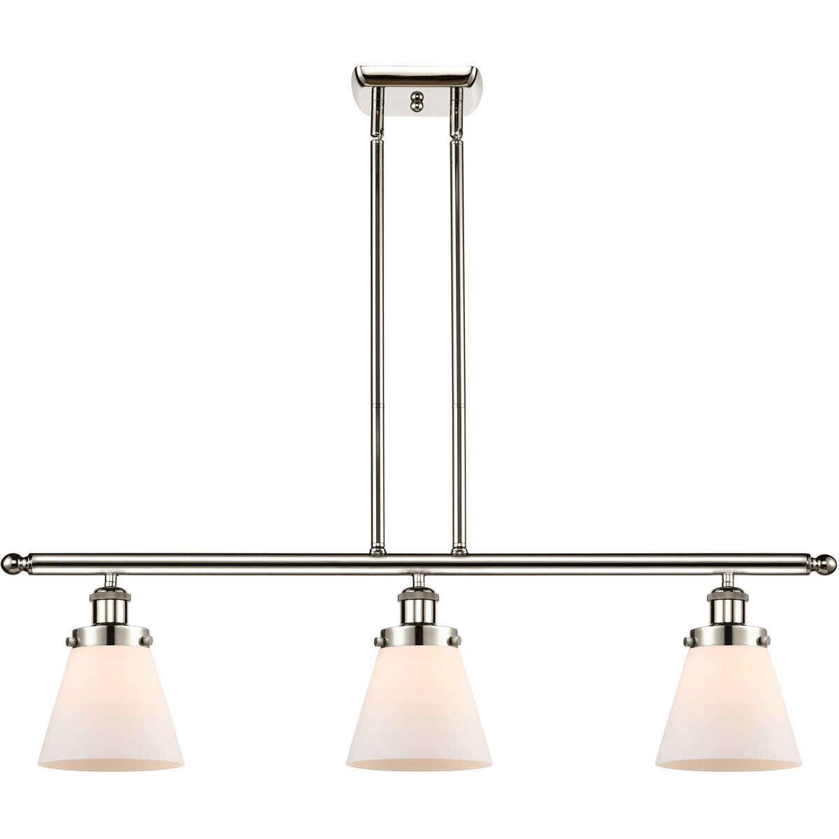 Ballston Small Cone 3 Light 36 inch Polished Nickel Island Light Ceiling Light in Matte White Glass