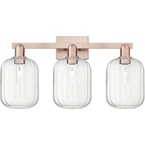 Preston 3 Light 26 inch Antique Copper Bath Vanity Light Wall Light in Clear Glass