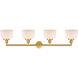 Franklin Restoration Large Bell LED 44 inch Satin Gold Bath Vanity Light Wall Light in Matte White Glass, Franklin Restoration