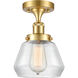 Fulton 1 Light 6.5 inch Satin Gold Semi-Flush Mount Ceiling Light in Clear Glass
