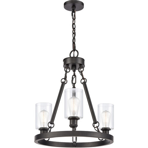 Ballston Saloon 3 Light 20 inch Matte Black Chandelier Ceiling Light in Incandescent, Clear Glass, Ballston