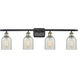 Ballston Caledonia 4 Light 36 inch Black Antique Brass Bath Vanity Light Wall Light in Mouchette Glass, Ballston
