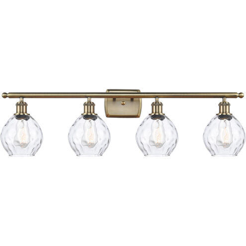 Ballston Small Waverly 4 Light 36 inch Antique Brass Bath Vanity Light Wall Light in Incandescent, Clear Glass, Ballston