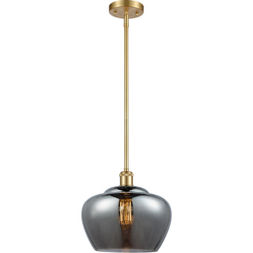Ballston Large Fenton LED 11 inch Satin Gold Pendant Ceiling Light in Plated Smoke Glass, Ballston
