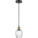 Salina 1 Light 5.75 inch Black Antique Brass Mini Pendant Ceiling Light in Clear Glass