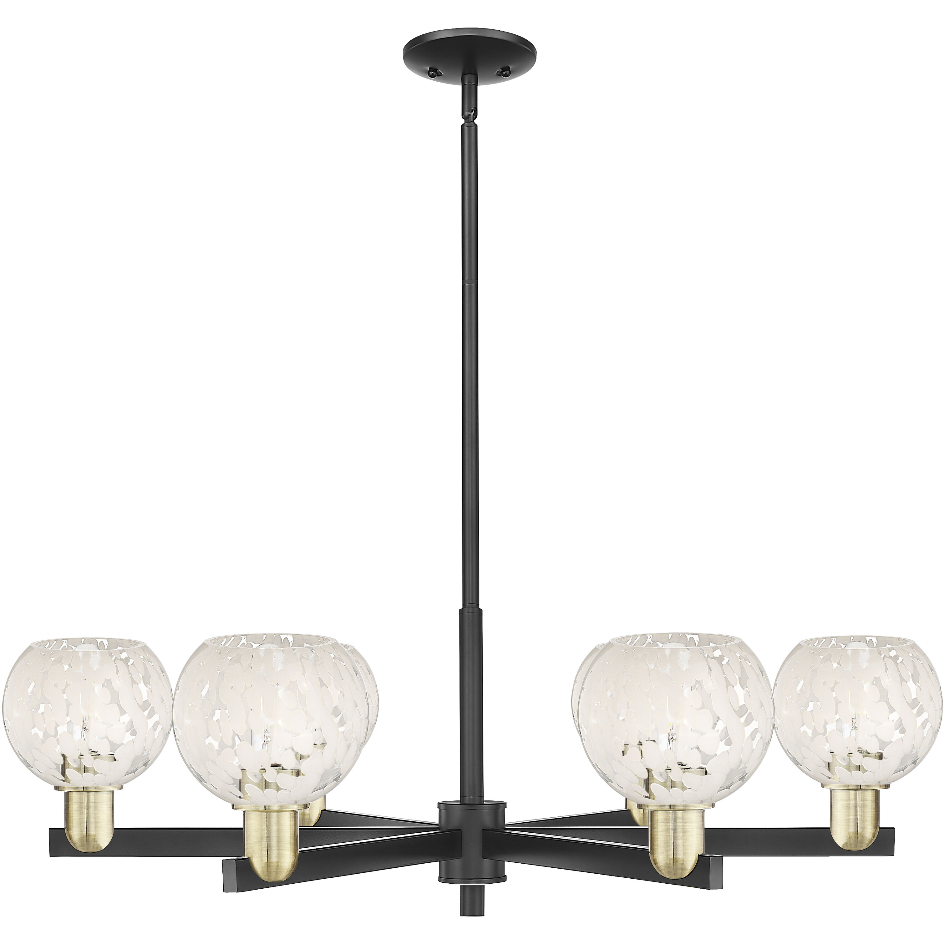 Arcadia White Mouchette 6 Light 35.75 inch Black Antique Brass Chandelier Ceiling Light