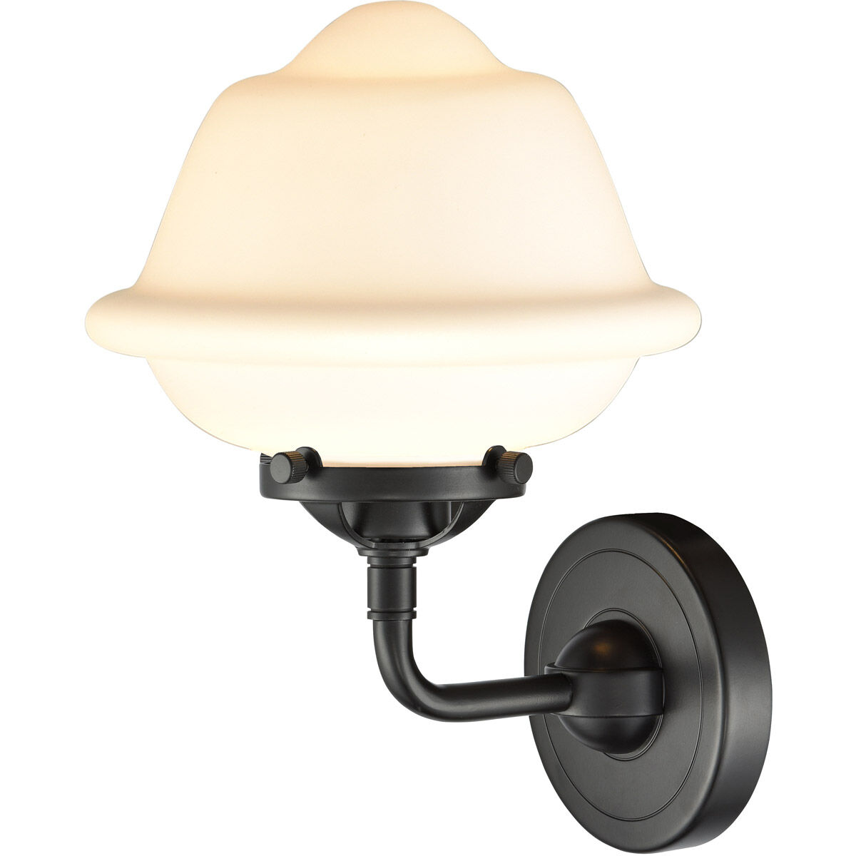 Nouveau Small Oxford LED 7.5 inch Oil Rubbed Bronze Sconce Wall Light in Matte White Glass, Nouveau