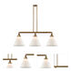 Franklin Restoration X-Large Cone 3 Light 44 inch Brushed Brass Island Light Ceiling Light in Matte White Glass, Franklin Restoration