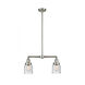 Franklin Restoration Small Bell LED 21 inch Brushed Satin Nickel Chandelier Ceiling Light in Seedy Glass, Franklin Restoration