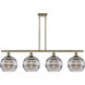 Ballston Rochester 4 Light 48.25 inch Antique Brass Stem Hung Island Light Ceiling Light