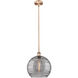 Edison Athens Deco Swirl 1 Light 13.75 inch Antique Copper Stem Hung Pendant Ceiling Light