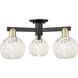 Arcadia White Mouchette 3 Light 23.25 inch Black Antique Brass Semi-Flush Mount Ceiling Light