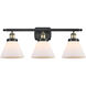 Ballston Large Cone 3 Light 26 inch Black Antique Brass Bath Vanity Light Wall Light in Matte White Glass