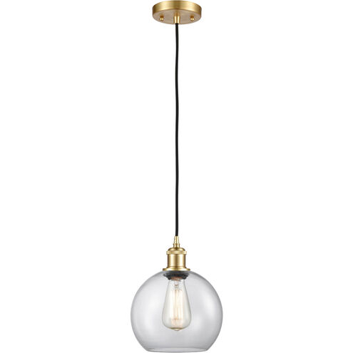 Ballston Athens 1 Light 8 inch Satin Gold Mini Pendant Ceiling Light in Clear Glass, Ballston