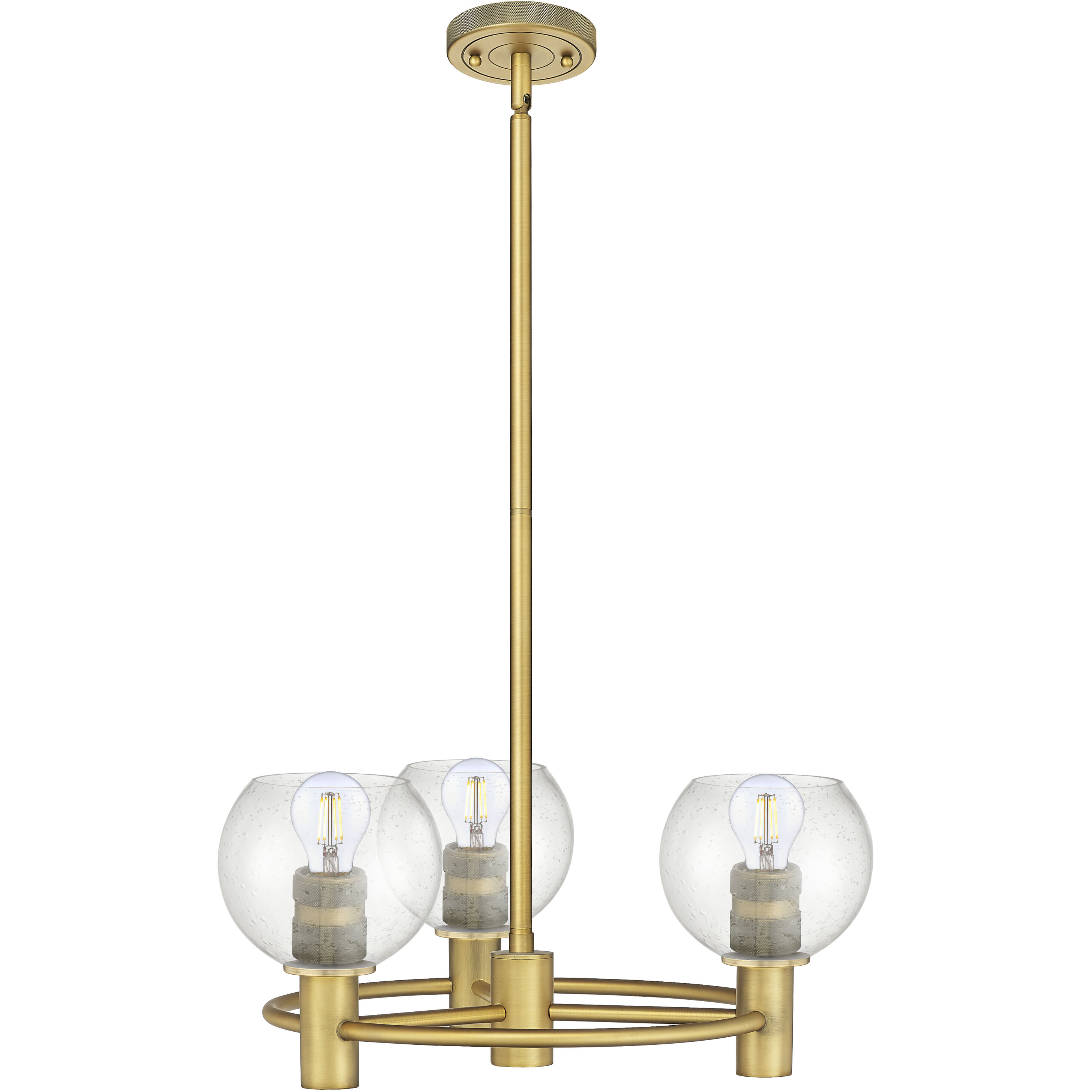 Crown Point 3 Light 20 inch Brushed Brass Pendant Ceiling Light in Seedy Glass