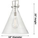 Newton Cone 1 Light 18 inch Brushed Brass Pendant Ceiling Light in Mercury Glass