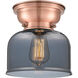 Aditi Large Bell 1 Light 8 inch Antique Copper Flush Mount Ceiling Light in Plated Smoke Glass, Aditi
