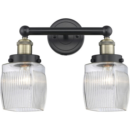 Colton 2 Light 15 inch Black Antique Brass and Clear Halophane Bath Vanity Light Wall Light