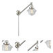 Small Oxford 30 inch 3.5 watt Satin Nickel Swing Arm Wall Light in Brushed Satin Nickel, Clear Glass, Franklin Restoration