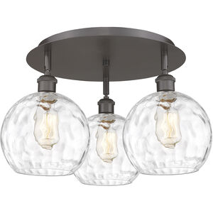 Athens Water Glass 3 Light 19.75 inch Oil Rubbed Bronze Flush Mount Ceiling Light