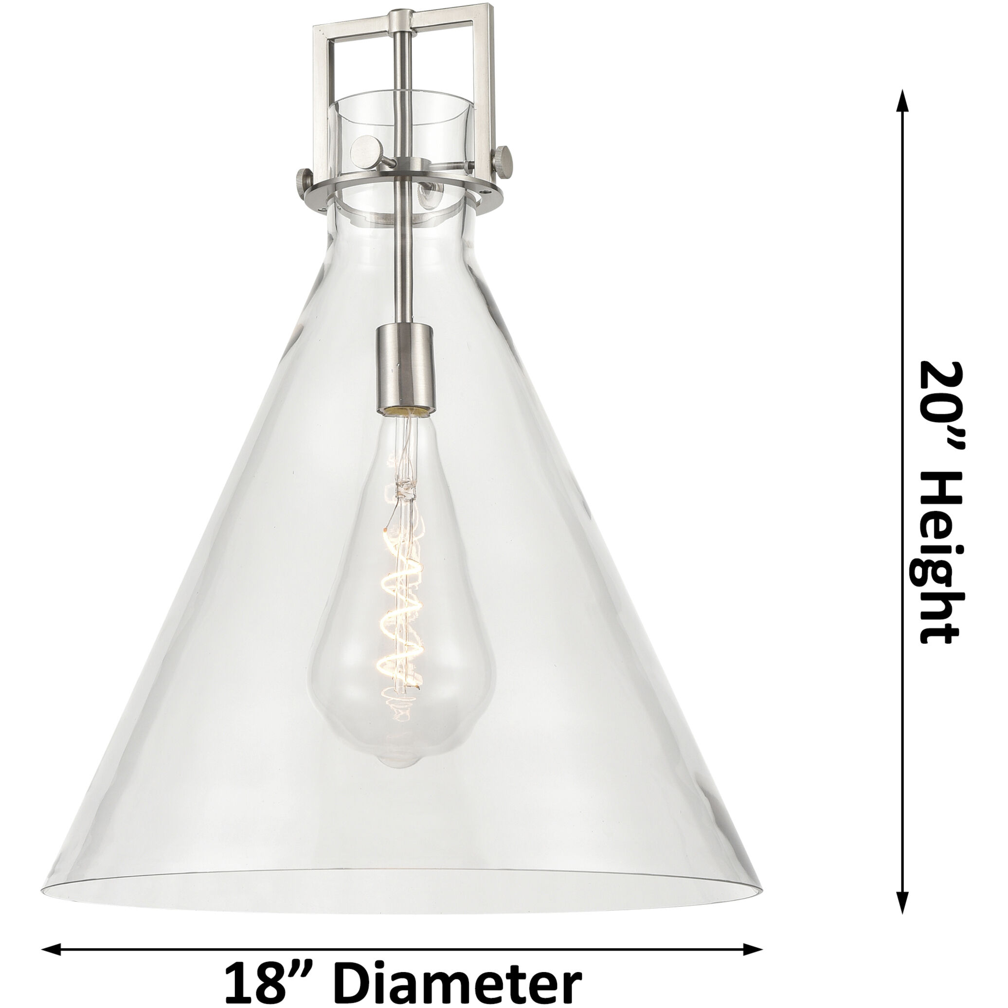 Newton Cone 1 Light 18 inch Brushed Brass Pendant Ceiling Light in Seedy Glass