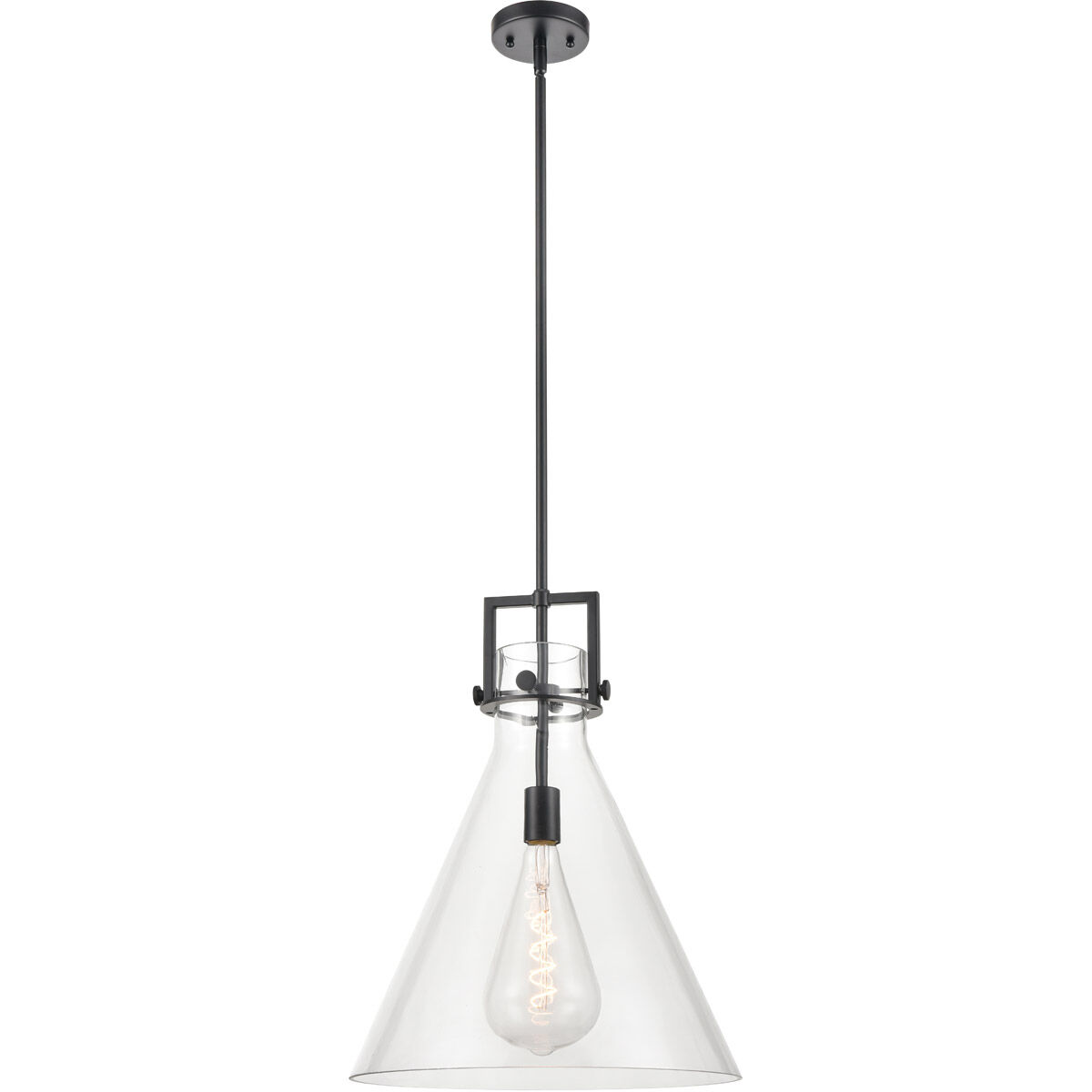 Newton Cone 1 Light 16 inch Matte Black Pendant Ceiling Light