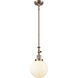 Franklin Restoration Beacon LED 8 inch Antique Copper Mini Pendant Ceiling Light in Matte White, Franklin Restoration