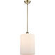 Ballston Large Cobbleskill LED 9 inch Antique Brass Pendant Ceiling Light in Matte White Glass, Ballston
