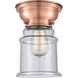 Aditi Small Canton 1 Light 6 inch Antique Copper Flush Mount Ceiling Light in Seedy Glass, Aditi