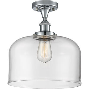 Ballston X-Large Bell 1 Light 8 inch White and Polished Chrome Semi-Flush Mount Ceiling Light in Clear Glass