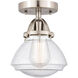 Nouveau 2 Olean LED 7 inch Brushed Satin Nickel Semi-Flush Mount Ceiling Light in Seedy Glass