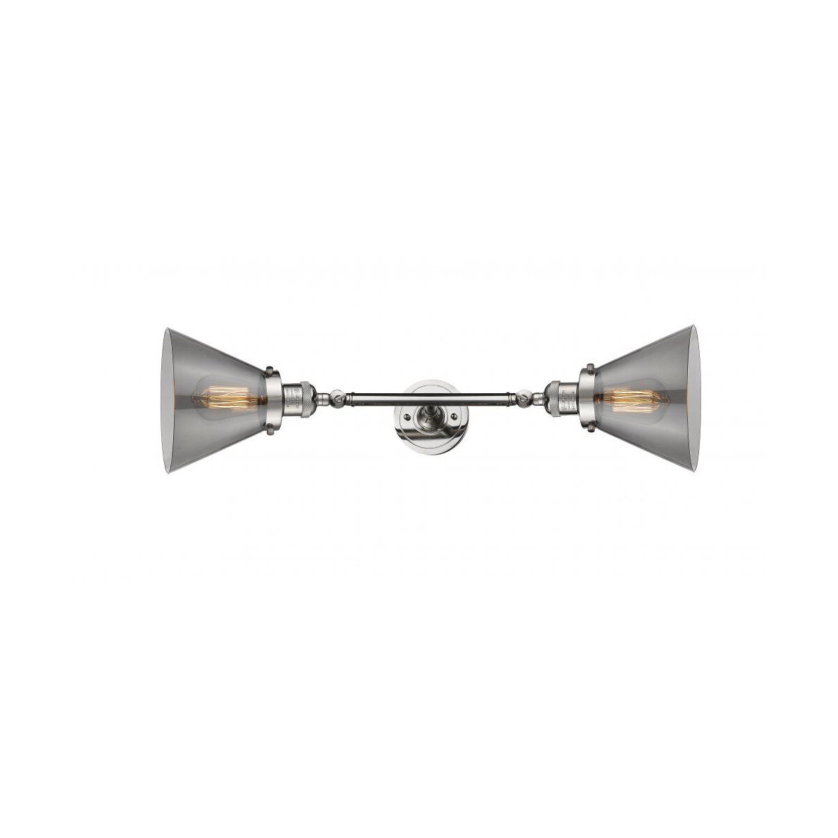 Franklin Restoration Large Cone LED 8 inch Polished Nickel Bath Vanity Light Wall Light in Plated Smoke Glass, Franklin Restoration